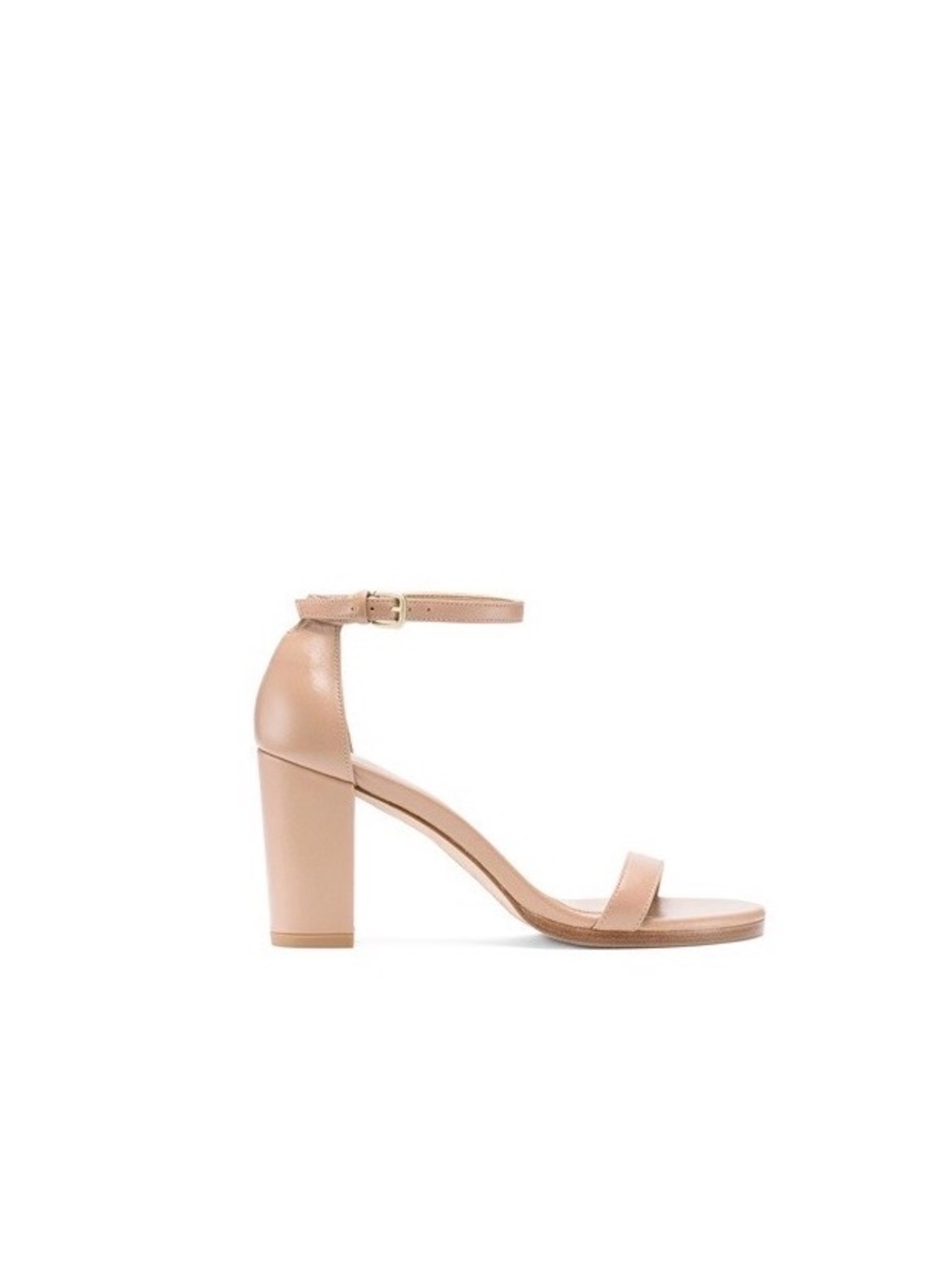Stuart Weitzman Nearlynude Patent Leather Block Heel Sandals, size 8,5